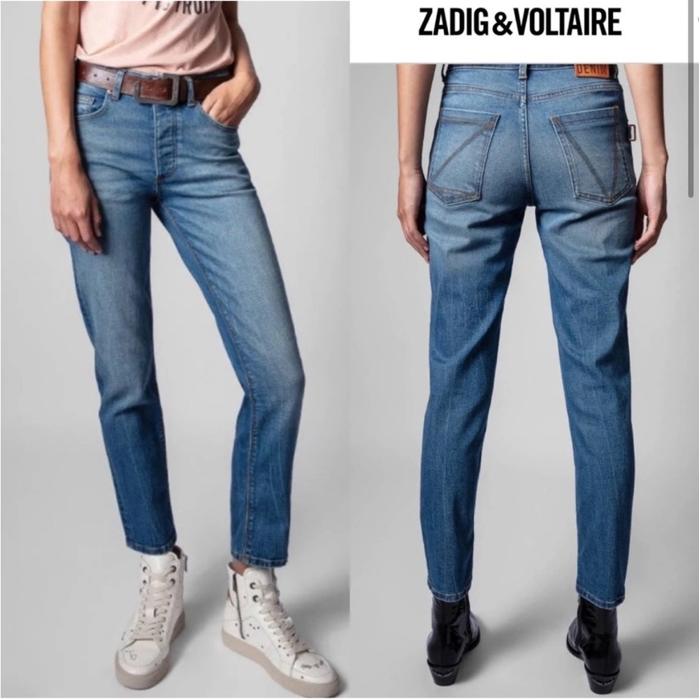 Zadig & Voltaire Mamma Denim Eco high-waisted medium-wash jeans. 💙